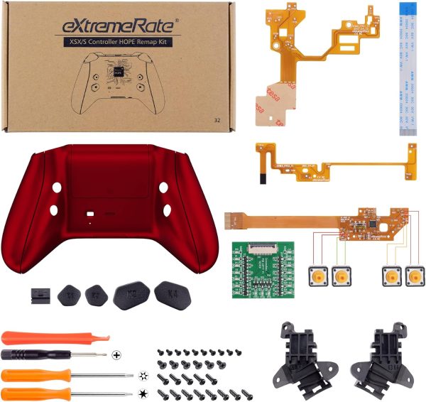 ⁦eXtremeRate Hope Programable Remap Kit for Xbox Series X/S Controller, Upgrade Boards & Redesigned Back Shell & Side Rails & Back Buttons for Xbox Core Controller - Scarlet Red⁩ - الصورة ⁦3⁩