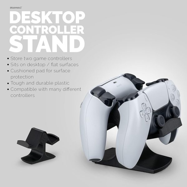 ⁦Dual Game Controller Desktop Holder Stand - Universal Design for Xbox ONE, PS5, PS4, PC, Steelseries, Steam & More, Reduce Clutter UGDS-03 by Brainwavz⁩ - الصورة ⁦2⁩