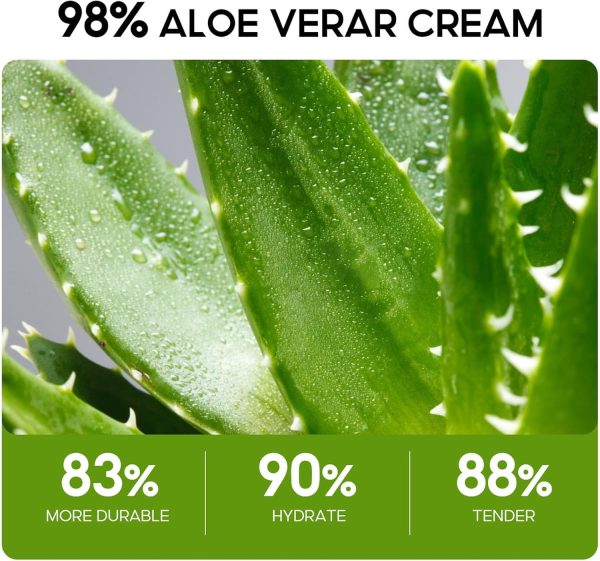 ⁦كريم مرطب للوجه بخلاصة صبار الالوفيرا العضوي مع 98% من الصبار الطبيعي الوجه لتهدئة وتهدئة البشرة مغذي للبشرة الجافة ازوني⁩ - الصورة ⁦6⁩