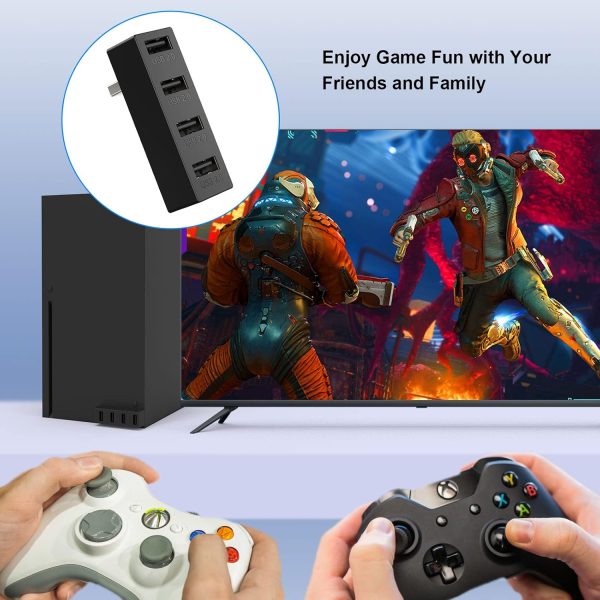 ⁦USB Hub for Xbox Series X/S - Tensun 4 Ports USB 2.0 Extender High-Speed Expansion Adapter Splitter Charger for Xbox X/S Console Microsoft Xbox X/S Accessories، من تينصن، أسود⁩ - الصورة ⁦6⁩