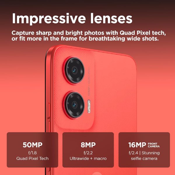 ⁦جوال G35 شبكة الجيل الخامس 5 G من موتورولا بذاكرة RAM 8 GB وشريحة اتصال PSIM - روم 128GB يونيسوك T760 شاشة POLED مقاس 6.7 بوصة 120Hz نظام اندرويد 14 أحمر ساطع شريحة واحدة⁩ - الصورة ⁦7⁩