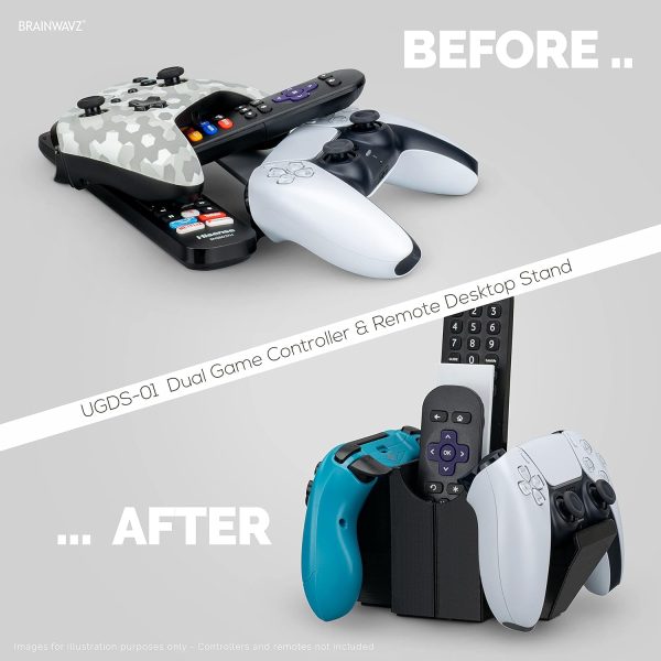 ⁦Dual Game Controller & TV Remote Control & Storage Desktop Holder, Universal Design for Xbox ONE PS5 PS4 PC Gamepads, Reduce Clutter, UGDS-01 by Brainwavz⁩ - الصورة ⁦8⁩