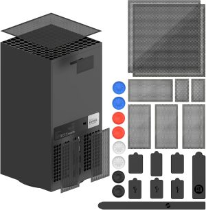 غطاء غبار لجهاز Xbox Series X مع سدادات غبار مطاطية وفلتر غبار وسدادات غبار من السيليكون واغطية قبضة الابهام لملحقات Xbox Series X، لاكس بوكس سيريز اكس، أسود
