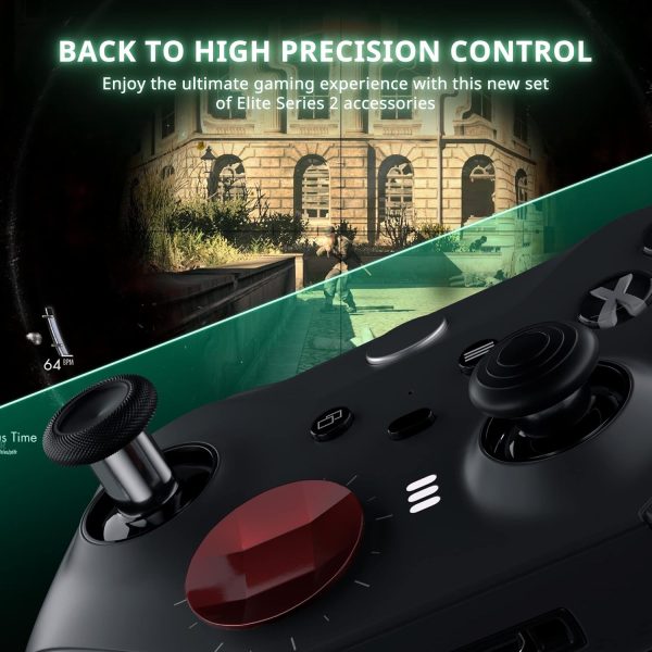 ⁦افيريكت عصي ابهام معدنية بديلة لوحدة تحكم Xbox Elite Series 2، ملحقات وحدة تحكم اليت سيريز 2، 4 مجاذيف، 2 لوحة Dpad، 6 عصي تحكم معدنية لجهاز Xbox Elite Series 2، قطع غيار (احمر)⁩ - الصورة ⁦3⁩