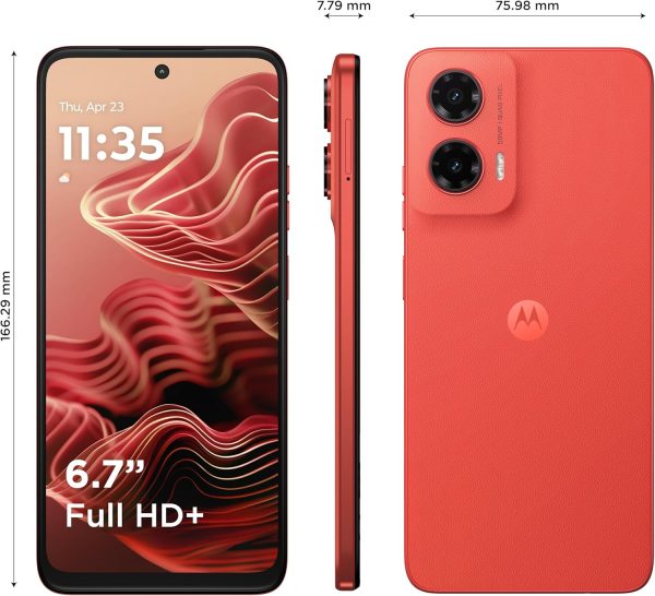 ⁦جوال G35 شبكة الجيل الخامس 5 G من موتورولا بذاكرة RAM 8 GB وشريحة اتصال PSIM - روم 128GB يونيسوك T760 شاشة POLED مقاس 6.7 بوصة 120Hz نظام اندرويد 14 أحمر ساطع شريحة واحدة⁩ - الصورة ⁦8⁩