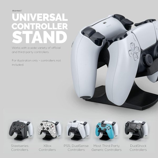 ⁦Dual Game Controller Desktop Holder Stand - Universal Design for Xbox ONE, PS5, PS4, PC, Steelseries, Steam & More, Reduce Clutter UGDS-03 by Brainwavz⁩ - الصورة ⁦4⁩