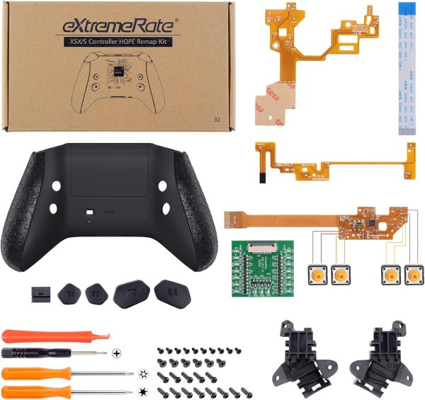 ⁦eXtremeRate Textured Black Hope Programable Remap Kit for Xbox Series X/S Controller, Upgrade Boards & Redesigned Back Shell & Side Rails & Back Buttons for Xbox Core Controller⁩ - الصورة ⁦2⁩
