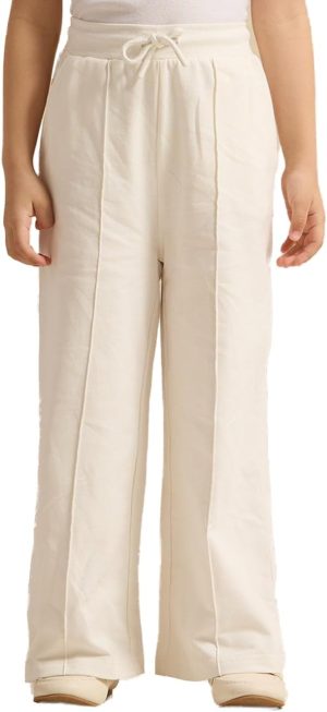 REDTAG Girls White Wide Leg Active Pants