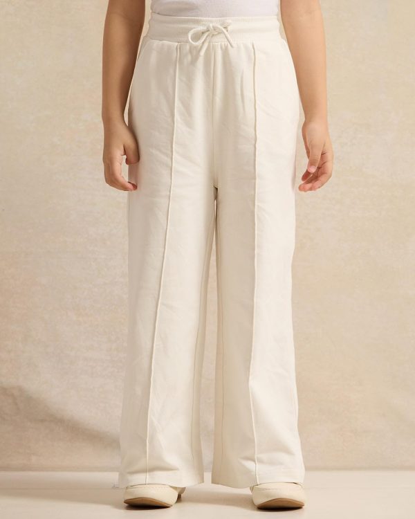 ⁦REDTAG Girls White Wide Leg Active Pants⁩ - الصورة ⁦2⁩