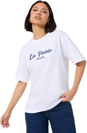 تي شيرت لابويزي باريس مطرز بشعار كبير للنساء من ستايلي