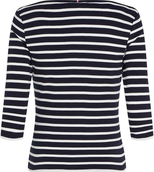 ⁦Tommy Hilfiger Womens Slim Cody Boat-Nk 3/4Slv T-Shirts⁩ - الصورة ⁦2⁩