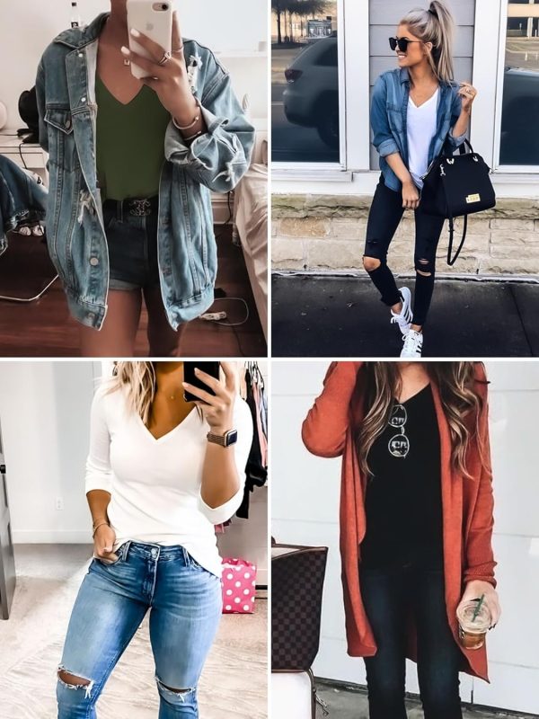⁦تي شيرت كلاسيكي باكمام طويلة وقبة V للنساء من اليسومو، تي شيرت⁩ - الصورة ⁦5⁩