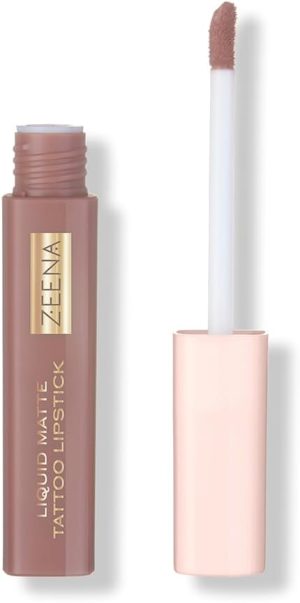 Zeena Liquid Matte Tattoo Lipstick, 010 Soft Brown