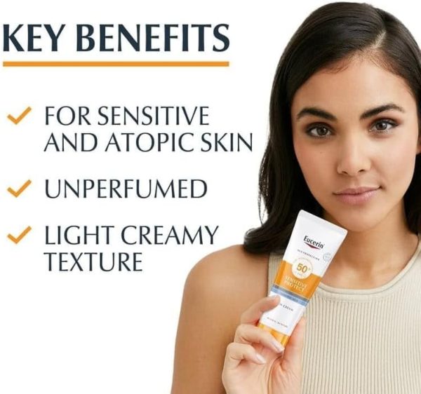 ⁦كريم الحماية من الشمس Eucerin Sensitive Protect SPF 50 50 مل، عبوة من قطعتين⁩ - الصورة ⁦2⁩