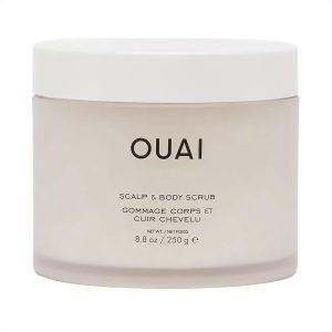 مقشر فروة الرأس والجسم من OUAI. للتنظيف العميق للشعر والبشرة يزيل التراكم ويقشر ويرطب. مصنوع السكر وزيت جوز الهند. خالٍ البارابين والكبريتات والفثالات 8.8 اواي للنساء 250.0 grams