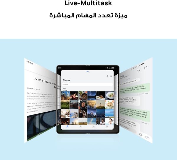 ⁦هواوي موبايل ميت X6 قابل للطي 12+512G رفيع للغاية ومتين كاميرا الترا كروما زجاج كونلون الجيل الثاني شاشة X-True™ متعدد المهام Care+ ساعة GT4 46 ملم رمادي + هدية اضافية احمر نيبولا⁩ - الصورة ⁦4⁩