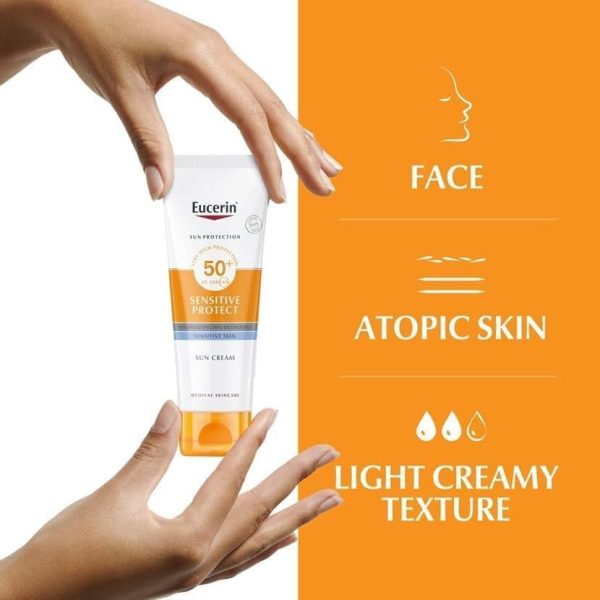 ⁦كريم الحماية من الشمس Eucerin Sensitive Protect SPF 50 50 مل، عبوة من قطعتين⁩ - الصورة ⁦4⁩
