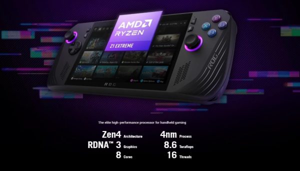 ⁦ASUS ROG Ally X Portable Gaming Console/AMD Ryzen Z1 Extreme-24MB cache/ 24GB RAM DDR5/1TB SSD M/ 7" Inch 120Hz FHD Touch Finger Print/ WIN11 /Black/ 2 Year Warranty⁩ - الصورة ⁦4⁩