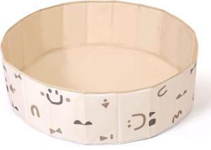 حوض كرات قابل للطي للأطفال الصغار، قفص لعب للزحف مع حقيبة تخزين من زيسين (الكرات غير متضمنة) (لون بيج)