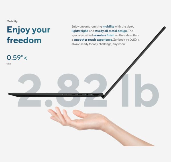 ⁦اسس لابتوب زين بوك 14 OLED WUXGA رفيع باللمس كوبايلوت AI 2024، انتل الترا 5-125H 14 نواة (افضل من i7-1370P)، واي فاي 6E، كاميرا ويب FHD، 2X ثاندربولت 4، ويندوز 11 برو، مع HDMI (8GB LPDDR5 RAM | 512GB⁩ - الصورة ⁦8⁩