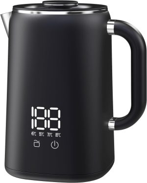 يوين غلاية كهربائية، جزء داخلي من الستانلس ستيل 304، خالية من BPA، غلاية ماء ساخن 1.7 لتر، غلاية شاي 1500 واط مع ايقاف تلقائي وحماية من الغليان الجاف، مؤشر LED