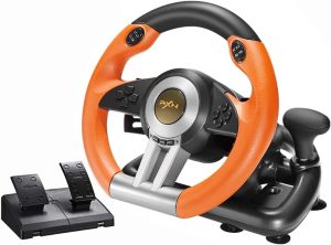 PC Racing Wheel,PXN V3II 180 Degree Universal Usb Car Sim Race Steering Wheel with Pedals for PS3,PS4,Xbox One,Xbox Series X/S,Nintendo Switch (Orange)، من بي اكس ان، برتقالي