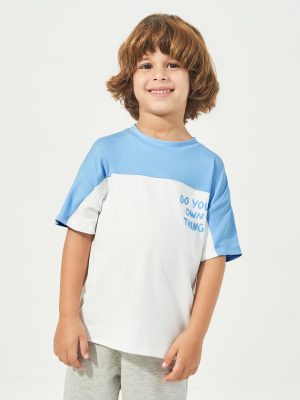 تيشيرت للاولاد من ستايلي، مقاس كبير مطبوع بالوان متباينة