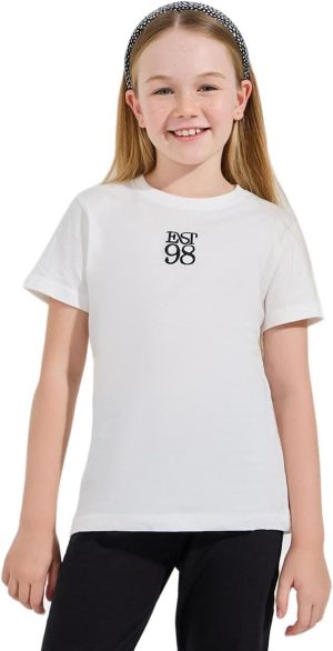 تيشرت برقبة دائرية مزين بتطريز للبنات من ستايلي