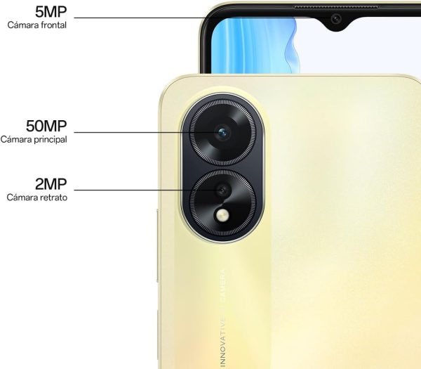 ⁦اوبو جوال A38 4G ثنائي شرائح الاتصال بذاكرة روم 128GB - RAM 4GB جي اس ام فقط | بدون سي دي ايه هاتف ذكي 4G/LTE غير مغلق من المصنع اسود متوهج - اصدار عالمي⁩ - الصورة ⁦5⁩