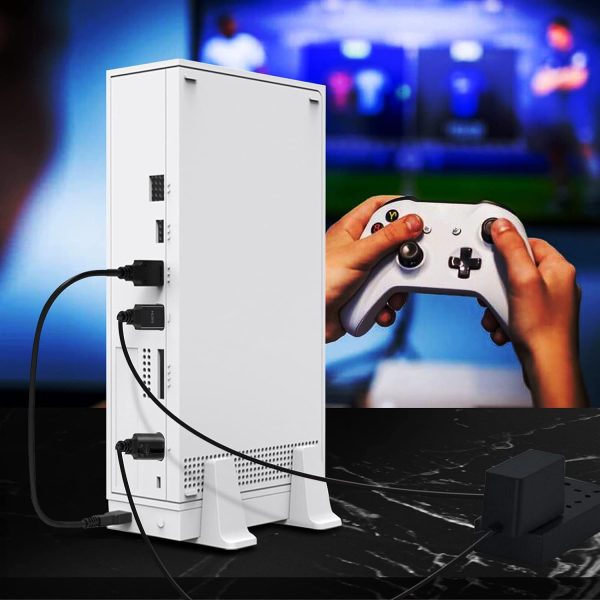 ⁦نيكسي جو حامل عمودي مع مراوح تبريد لوحدة تحكم Xbox Series S، مراوح قابلة للتعديل 3 مستويات سرعة دوران مع مدخل طاقة من النوع سي، منافذ شحن USB ونقل البيانات، ابيض، أكريليك⁩ - الصورة ⁦7⁩