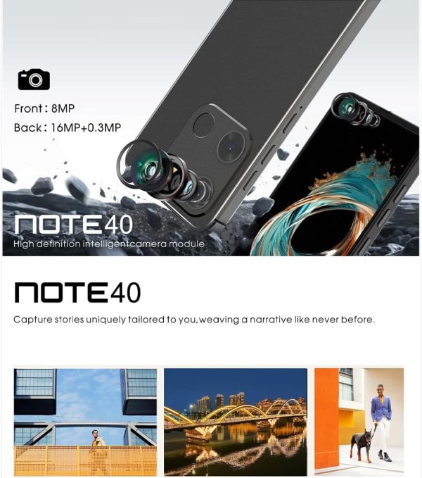 ⁦NOTE 40, Android 14, 6.8 Inch Screen, 12GB (4GB + 8GB) RAM, 128GB Internal Memory, 5075mAh Battery, 8MP+16MP+0.3MP High-Resolution Camera, 4G (Gold)⁩ - الصورة ⁦5⁩