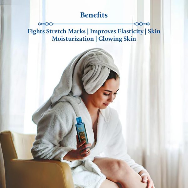 ⁦بلو نكتار زيت الزعفران واللوز | يحارب علامات التمدد | يرطب ويغذي البشرة | لجميع أنواع البشرة (12 عشب، 200 مل)⁩ - الصورة ⁦3⁩