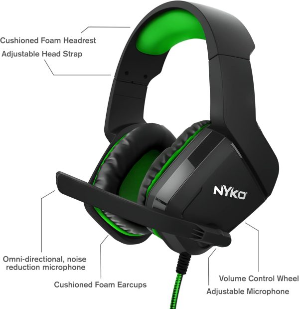 ⁦سماعة راس سلكية من نيكو Nx1-4500 لاجهزة Xbox One وPS4 وPS5 وسويتش والكمبيوتر، على الاذن، أخضر⁩ - الصورة ⁦2⁩