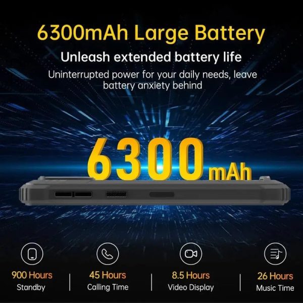 ⁦اوكتيل هاتف WP32 متين اسود 4GB RAM 128GB 4G LTE⁩ - الصورة ⁦3⁩