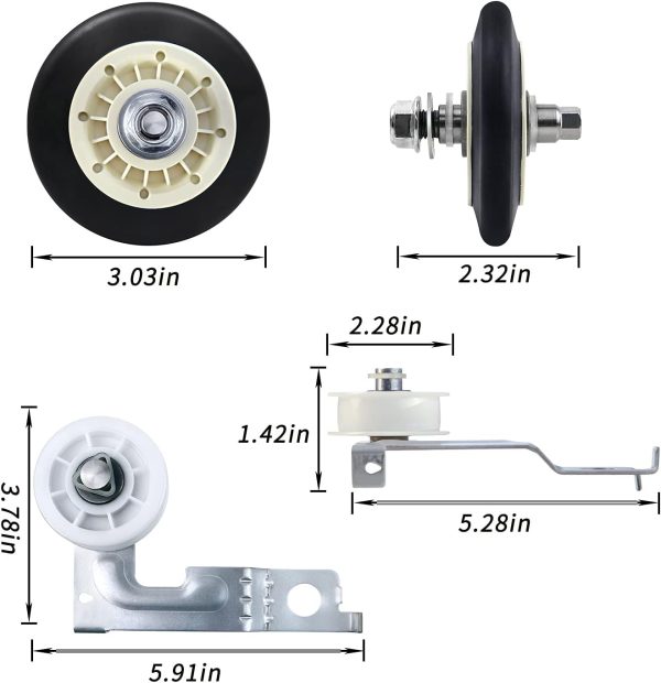⁦Upgraded Dryer Repair Kit Compatible with LG Kenmore Dryers Includes 4581EL2002C Dryer Drum Roller Assembly 4400EL2001A Dryer Belt and 4561EL3002A Dryer Motor Idler Pulley，Pictures 6, 7 are Fit Models⁩ - الصورة ⁦2⁩