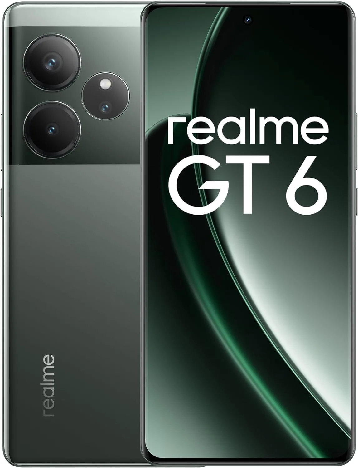جوال ريلمي جي تي 6 ثنائي شرائح الاتصال بذاكرة RAM 16GB - روم 512GB 5G شاشة اموليد 6.75 بوصة مع شاحن سوبر فوك 120 واط بطارية 5500 mAh إصدار الشرق الأوسط أخضر ريزور