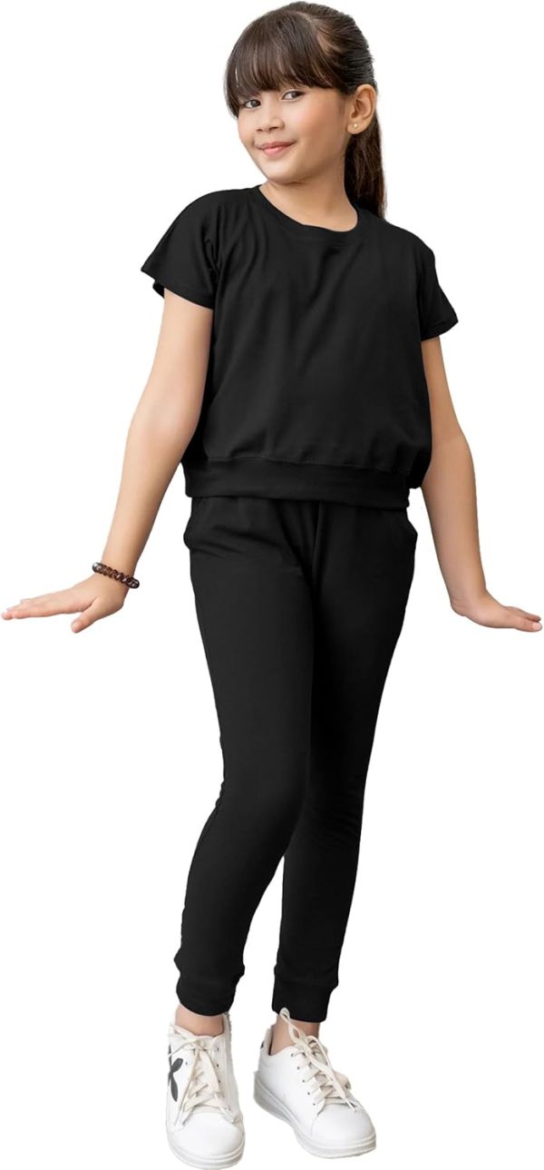 ⁦Selecta Now Kids Girls T-Shirt Top & Legging Set Soft Stretch Cotton Blend Casual Outfit Comfortable & Stylish Everyday Wear PJS Set Age 5-14 Years⁩ - الصورة ⁦2⁩