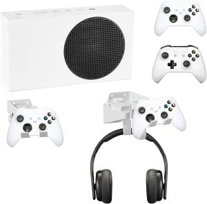 مجموعة حامل مثبت على الحائط لـ XBOX Series S ، قوس تحكم مزدوج مع فتحة شحن وسماعة أذن مثبتة على الحائط ، تصميم تبديد الحرارة بمستوى روح وحصيرة مضادة للانزلاق ، ليس لـ Xbox ONE S