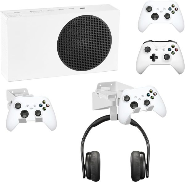 مجموعة حامل مثبت على الحائط لـ XBOX Series S ، قوس تحكم مزدوج مع فتحة شحن وسماعة أذن مثبتة على الحائط ، تصميم تبديد الحرارة بمستوى روح وحصيرة مضادة للانزلاق ، ليس لـ Xbox ONE S