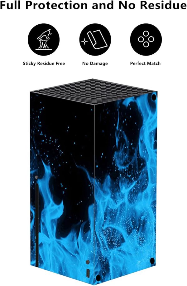 ⁦بلاي فيتال ملصقات لاصقة من الفينيل بتصميم لهب ازرق مخصص لجهاز Xbox Series X لوحدة تحكم Xbox Series X⁩ - الصورة ⁦3⁩
