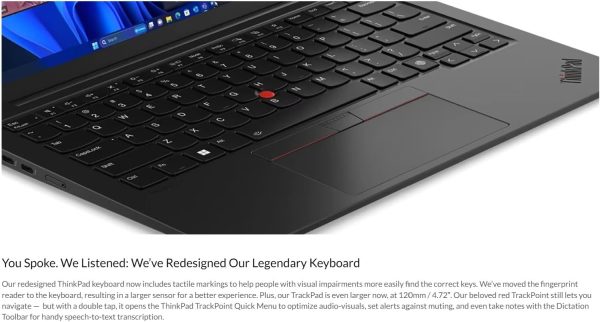 ⁦Lenovo Gen 12 ThinkPad X1 Carbon Laptop with Intel Ultra 7 165U vPro Processor, 14" WUXGA 100% sRGB Touchscreen, 32GB 6400MHz RAM, 1TB Gen4 Performance SSD, FHD+ IR+ RGB Camera, and Windows 11 Pro⁩ - الصورة ⁦2⁩