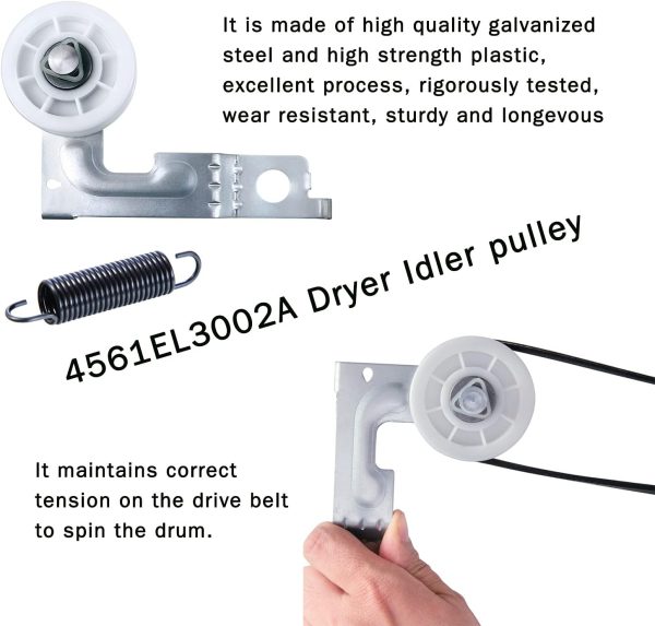 ⁦Upgraded Dryer Repair Kit Compatible with LG Kenmore Dryers Includes 4581EL2002C Dryer Drum Roller Assembly 4400EL2001A Dryer Belt and 4561EL3002A Dryer Motor Idler Pulley，Pictures 6, 7 are Fit Models⁩ - الصورة ⁦4⁩