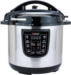 إدسون قدر ضغط كهربائي 12 لتر استيل أسود، فولاذ مقاوم للصدأ، من اديسون الكتريك