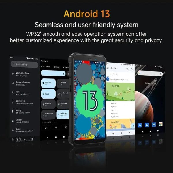 ⁦اوكتيل هاتف WP32 متين اسود 4GB RAM 128GB 4G LTE⁩ - الصورة ⁦4⁩