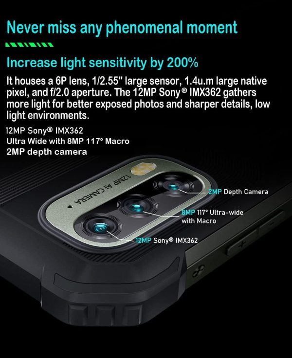 ⁦Blackview BV7100 Outdoor Smartphone, 13000mAh 33W Battery Fast Charge, IP68/IP69K Rugged Phone, 6GB+128GB, FHD+ Display 6.58'', 12MP Triple Camera, GPS NFC (Orange)⁩ - الصورة ⁦5⁩