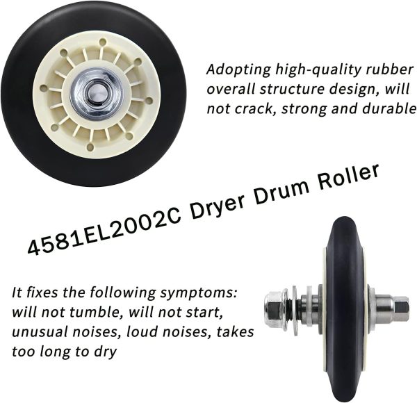 ⁦Upgraded Dryer Repair Kit Compatible with LG Kenmore Dryers Includes 4581EL2002C Dryer Drum Roller Assembly 4400EL2001A Dryer Belt and 4561EL3002A Dryer Motor Idler Pulley，Pictures 6, 7 are Fit Models⁩ - الصورة ⁦3⁩