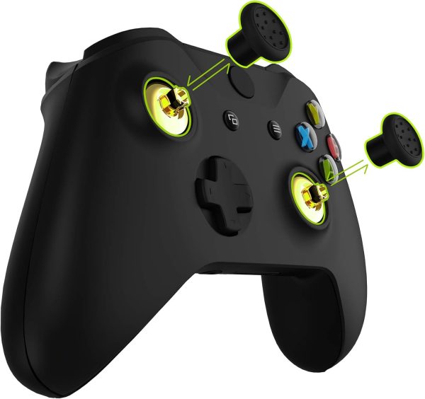 ⁦eXtremeRate ThumbsGear Interchangeable Ergonomic Thumbstick for Xbox Series X & S/Xbox One/Xbox One Elite/Xbox One S & X Controller w/ 3 Height Domed & Concave Grips Adjustable Joystick - Chrome Gold⁩ - الصورة ⁦2⁩