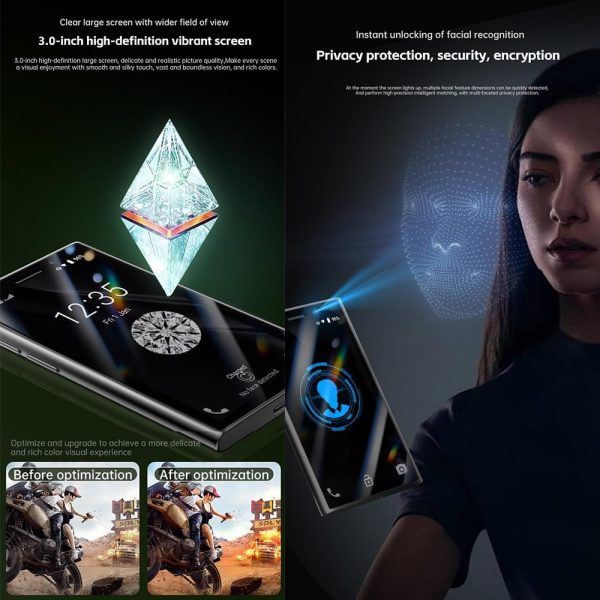 ⁦جوال XS24-Pro شبكة 3G ميني شاشة 3.0 بوصة رام 2 جيجا ذاكرة داخلية 16 جيجا بطارية 900 ميلي امبير/ساعة نظام تشغيل اندرويد 9 ثنائي شرائح اتصال خاصية التعرف على الوجه كاميرا مزدوجة واي فاي وبلوتوث من سويز⁩ - الصورة ⁦3⁩