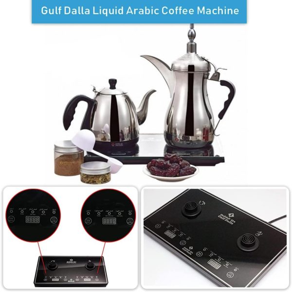 ⁦ماكينة تحضير القهوة والشاي العربي الكهربائية جولف دالا، سعة 1 لتر، 1600 واط، ومطحنة قهوة دي ال سي بقابس السيارة | كفالة لمدة عامين، ستانلس ستيل⁩ - الصورة ⁦2⁩
