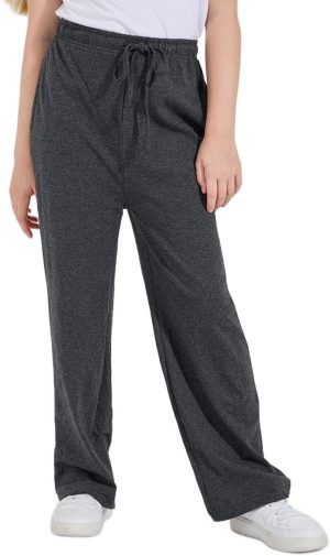 بنطلون بيسيك بارجل واسعة ورباط للبنات من ستايلي